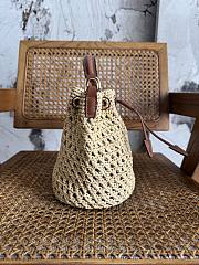 Okify Celine Clara Classic Panier Bag In Raffia And Calfskin 16x19x16cm - 4