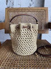 Okify Celine Clara Classic Panier Bag In Raffia And Calfskin 16x19x16cm - 3