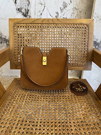 Okify Celine Small Camille 16 Soft Bag In Brown Nubuck Calfskin 24.5x21.5x5cm