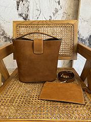 Okify Celine Medium Bucket Louise Bag In Brown Nubuck Calfskin 23.5x24x16cm - 4