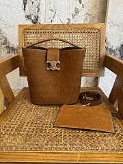 Okify Celine Medium Bucket Louise Bag In Brown Nubuck Calfskin 23.5x24x16cm - 1