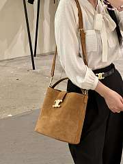 Okify Celine Medium Bucket Louise Bag In Brown Nubuck Calfskin 23.5x24x16cm - 2