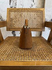 Okify Celine Mini Bucket Louise Bag In Brown Nubuck 13.5x16x10cm - 4