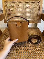 Okify Celine Mini Bucket Louise Bag In Brown Nubuck 13.5x16x10cm - 3