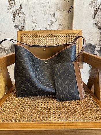 Okify Celine Soft Shopper Bag In Triomphe Canvas And Calfskin 32.5x24.5x14cm