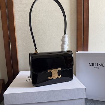 Okify Celine Teen Garance Bag In Black Patent 18.5x13x6cm