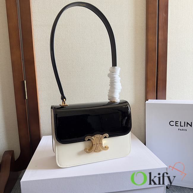 Okify Celine Teen Garance Bag In Black And White Patent 18.5x13x6cm - 1