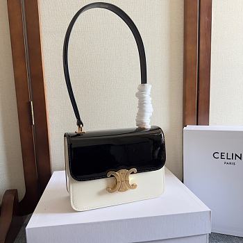 Okify Celine Teen Garance Bag In Black And White Patent 18.5x13x6cm