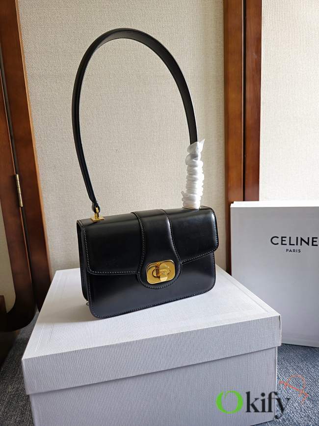 Okify Celine Teen Celine Josephine Bag In Black Patent 18.5x5x13cm - 1