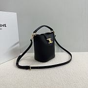 Okify Celine Mini Bucket Louise Bag In Black Smooth Calfskin 13.5x16x10cm - 6