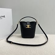 Okify Celine Mini Bucket Louise Bag In Black Smooth Calfskin 13.5x16x10cm - 1
