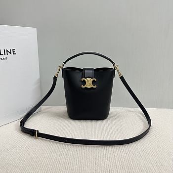 Okify Celine Mini Bucket Louise Bag In Black Smooth Calfskin 13.5x16x10cm