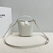 Okify Celine Mini Bucket Louise Bag In White Smooth Calfskin 13.5x16x10cm - 3