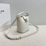 Okify Celine Mini Bucket Louise Bag In White Smooth Calfskin 13.5x16x10cm - 4