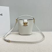 Okify Celine Mini Bucket Louise Bag In White Smooth Calfskin 13.5x16x10cm - 1