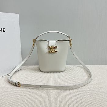 Okify Celine Mini Bucket Louise Bag In White Smooth Calfskin 13.5x16x10cm