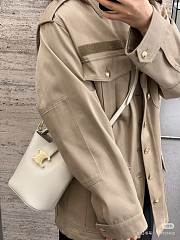 Okify Celine Mini Bucket Louise Bag In White Smooth Calfskin 13.5x16x10cm - 2