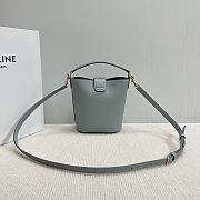 Okify Celine Mini Bucket Louise Bag In Light Blue Smooth Calfskin 13.5x16x10cm - 4