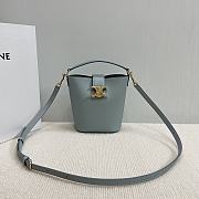 Okify Celine Mini Bucket Louise Bag In Light Blue Smooth Calfskin 13.5x16x10cm - 1