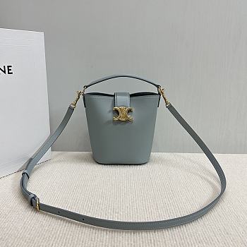 Okify Celine Mini Bucket Louise Bag In Light Blue Smooth Calfskin 13.5x16x10cm