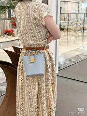 Okify Celine Mini Bucket Louise Bag In Light Blue Smooth Calfskin 13.5x16x10cm - 6