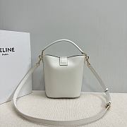 Okify Celine Small Bucket Louise Bag In White Smooth Calfskin 16x19x12cm - 2