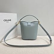 Okify Celine Small Bucket Louise Bag In Blue Smooth Calfskin 16x19x12cm - 5
