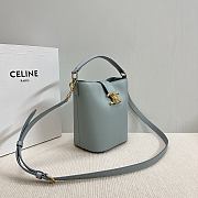 Okify Celine Small Bucket Louise Bag In Blue Smooth Calfskin 16x19x12cm - 4