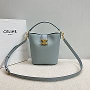 Okify Celine Small Bucket Louise Bag In Blue Smooth Calfskin 16x19x12cm - 1