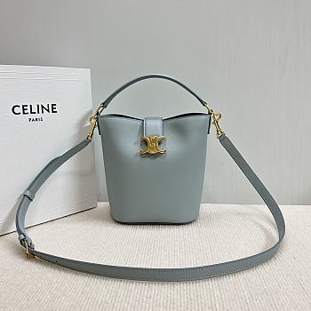Okify Celine Small Bucket Louise Bag In Blue Smooth Calfskin 16x19x12cm
