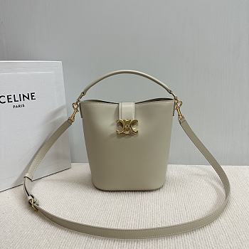Okify Celine Small Bucket Louise Bag In Cream Smooth Calfskin 16x19x12cm
