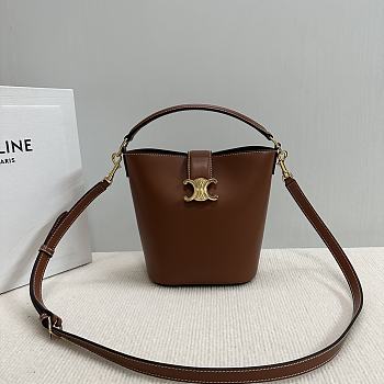 Okify Celine Small Bucket Louise Bag In Brown Smooth Calfskin 16x19x12cm