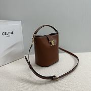 Okify Celine Small Bucket Louise Bag In Brown Smooth Calfskin 16x19x12cm - 3