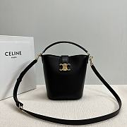 Okify Celine Small Bucket Louise Bag In Black Smooth Calfskin 16x19x12cm - 1