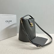 Okify Celine Small Bucket Louise Bag In Gray Smooth Calfskin 16x19x12cm - 5