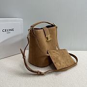 Okify Celine Medium Bucket Louise Bag In Brown Nubuck Calfskin 24x25x16cm - 3