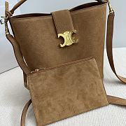 Okify Celine Medium Bucket Louise Bag In Brown Nubuck Calfskin 24x25x16cm - 2