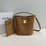Okify Celine Medium Bucket Louise Bag In Brown Nubuck Calfskin 24x25x16cm - 1