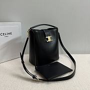 Okify Celine Medium Bucket Louise Bag In Black Smooth Calfskin 28x24x16cm - 5
