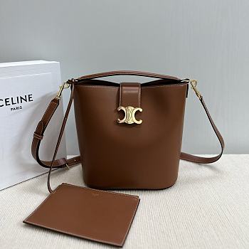 Okify Celine Medium Bucket Louise Bag In Brown Smooth Calfskin 28x24x16cm