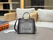 Okify Chloe Small Carry Tote Bag In Gray Canvas 27x23x12cm - 6