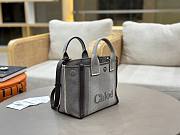 Okify Chloe Small Carry Tote Bag In Gray Canvas 27x23x12cm - 4