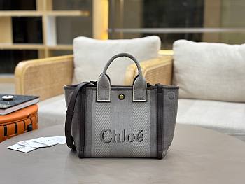 Okify Chloe Small Carry Tote Bag In Gray Canvas 27x23x12cm