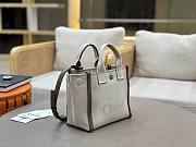 Okify Chloe Small Carry Tote Bag In Vegetal Beige Canvas 27x23x12cm - 5