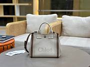 Okify Chloe Small Carry Tote Bag In Vegetal Beige Canvas 27x23x12cm - 4