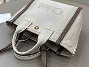 Okify Chloe Small Carry Tote Bag In Vegetal Beige Canvas 27x23x12cm - 2