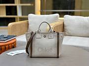 Okify Chloe Small Carry Tote Bag In Vegetal Beige Canvas 27x23x12cm - 1