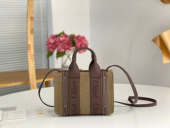 Okify Chloe Mini Woody Tote Bag In Dark Brown 20x14x6cm