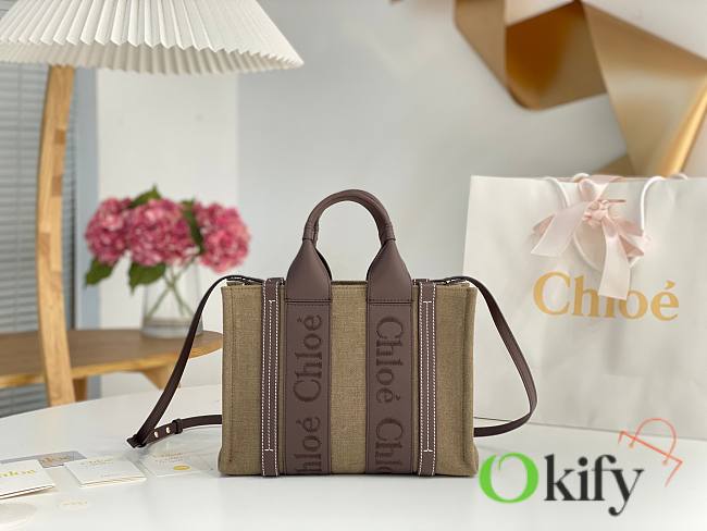 Okify Chloe Small Woody Tote Bag In Dark Brown 26.5x20x8cm - 1