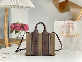 Okify Chloe Small Woody Tote Bag In Dark Brown 26.5x20x8cm